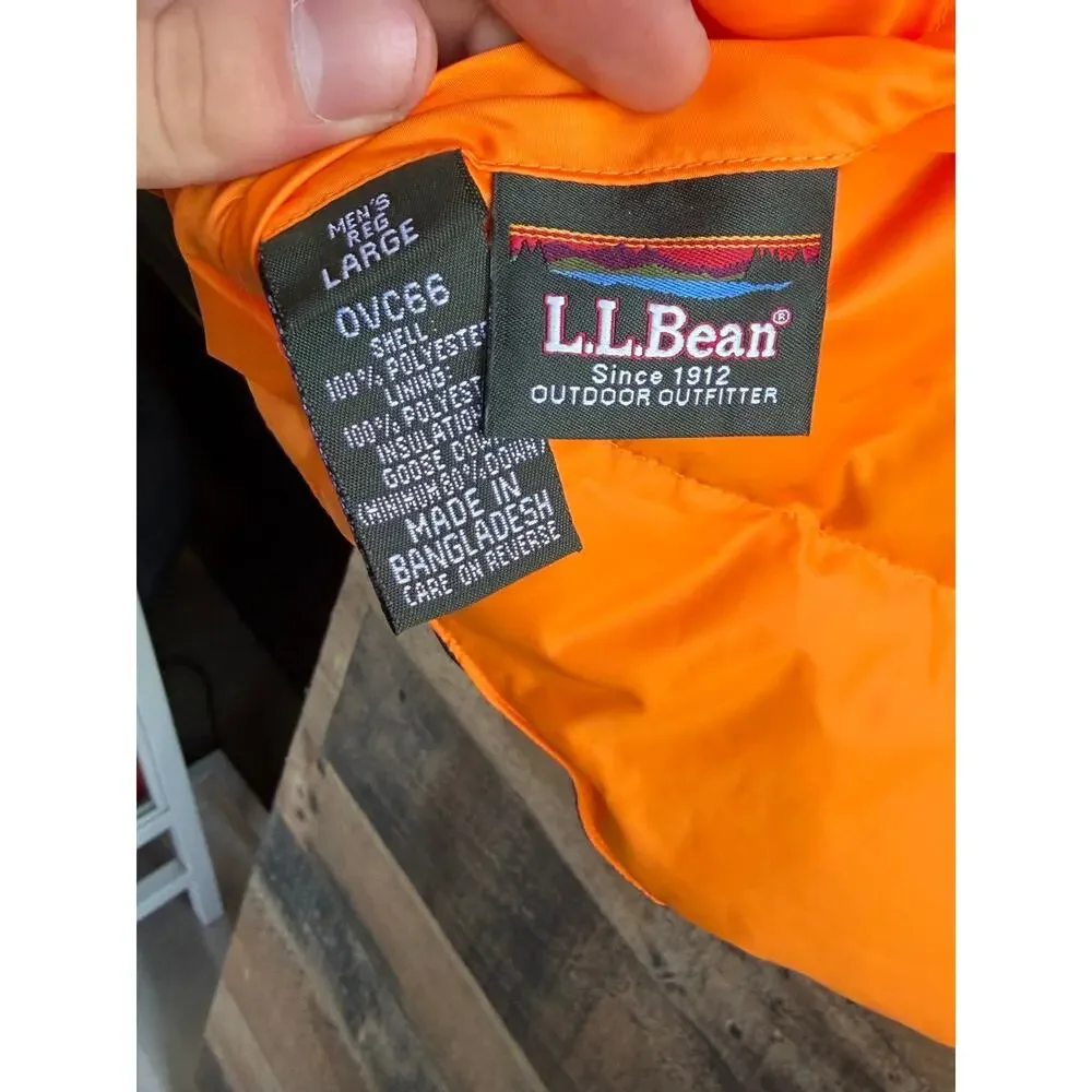 L.L. Bean Men's Goose Down Insulated Puffer Vest – Blue / Orange – Size Large